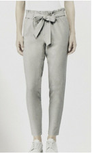 32 DEGREES WOMEN'S TIE FRONT TRAVEL PANTS CLAY GRAY SMALL NWT