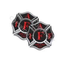 IAFF Sticker Decals (2 pack) Firefighter Int'l Maltese Cross 4" wide Black/Red