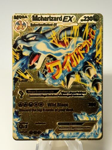 Pokemon Mcharizard EX Mega Gold Fan Art HP230 Wild Blaze Not For Play - Picture 1 of 2