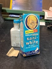 Vintage Hollywood Shoe Polish Sani-White Box  plastic bottle empty 
