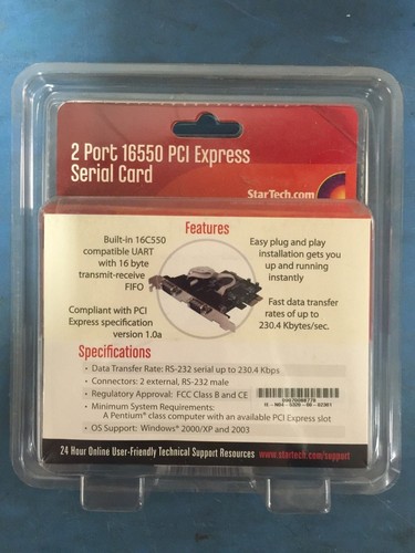 *NEW IN BOX* StarTech PEX2S550 2-Port 16550 PCI Express Serial Card - Afbeelding 3 van 4