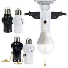 2/3 Prong E26 Light Socket to Plug Adapter Outlet Bulb Plug Splitter Converter