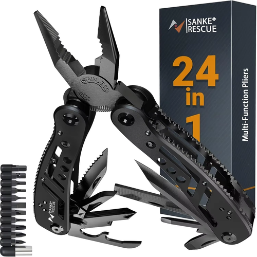 Couteau Pince Scie Multifonction 24 en 1 avec Outils Pro pour Survie et Camping - Picture 7 of 10