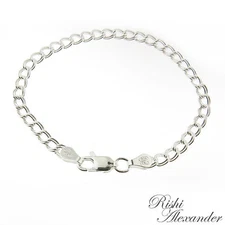 Sterling Silver Baby Children Charm Bracelet PARALLELO Double Link 925 Italy 4mm