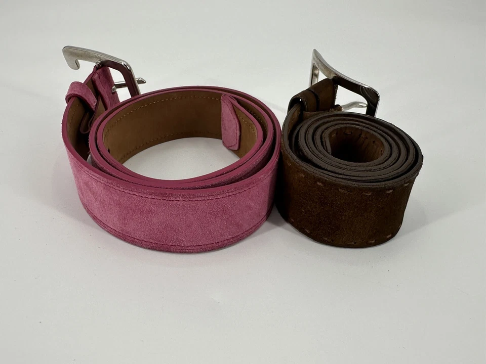 LOTE DE 2 Cinturón Prada Cuero Gamuza Hebilla Muescada Ancho Normal Para Mujer Talla 34 Foto 3 de 4