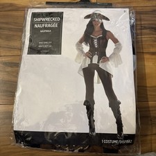 New Shipwrecked Caribbean Pirate Dress Halloween Adult Costume Size Small 2-4