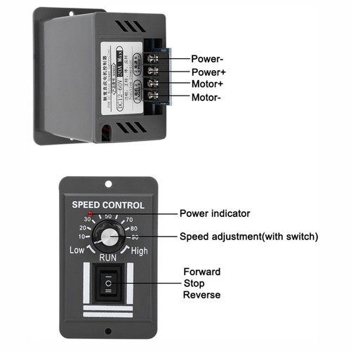 40A PWM DC Motor Speed Controller 12V 24V 36V 48V Variable Speed Switch Reverse - Picture 5 of 6
