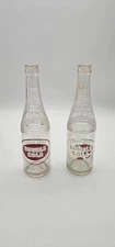 2 Vintage Double-Cola Bottles 12oz Nashville TN Ribbed Neck 1950s Duraglas ACL