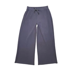 Spanx Pants Womens L Large Petite Chalkboard AirEssentials Wide Leg Drawstring