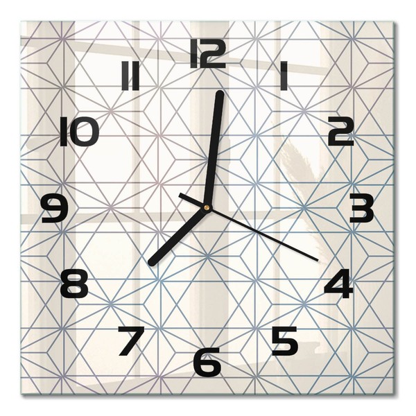 Glasuhr Wanduhr Aus Glas Geometrischer Hintergrund Schwarze Zeiger 30X30 Cm-image
