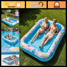 Extra Large Inflatable Tanning Pool Lounger - 87" x 63", Comfortable Blue Float