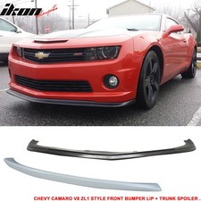 Fits 10-13 Chevy Camaro V8 Zl1 Front Bumper Lip Pu Rear Trunk Spoiler Wing Abs