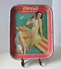 Vintage 1930s Coca Cola Metal Tray Springboard Girl 13.25x10.5 in