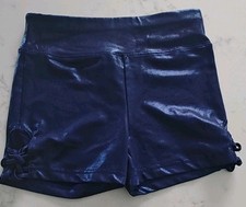 Justice Girls Navy Blue Sparkle Bike Shorts Side Ties Size 12