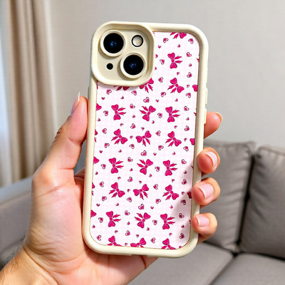 Süße Kawaii Schleife iPhone Hülle Stoßfest Girly Cover für iPhone 16 15 14 Pro 06