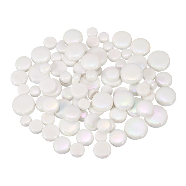 100G Irisierende Mosaikfliesen Rund FüR Crafts (Weiß)-image