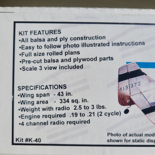 NEW Vintage House Of Balsa P-51D Mustang RC Airplane Kit 43” WS For .19- 21 RARE - Picture 3 of 19