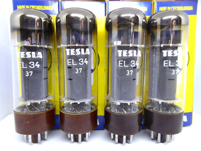 4x (Quad!) Tesla EL34 Tube (6CA7) Brown Base, OO-Getter, F. Marshall, 1984, NIB