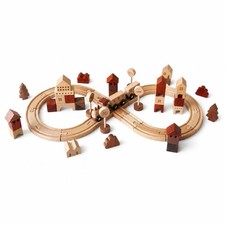 Wooden Rail-Building Toy Refined Texture Tabletop Train Track Set Pretend Town