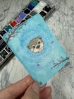 Original ACEO art Otter water creature mammal cherry blossom flower painting  — photo 2