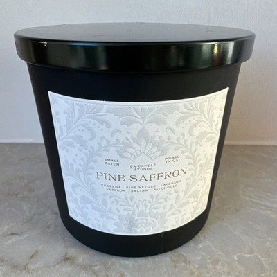 Pine Saffron Vegan WAX Candle 24oz GREEN Jar 3 Wick Leoben Company California