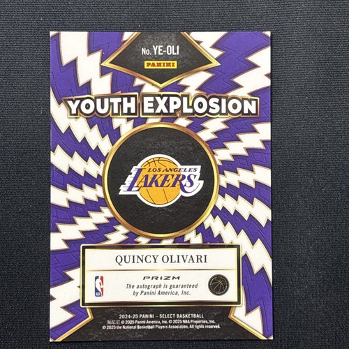 2024-25 Select Quincy Olivari Youth Explosion Silver Prizm Auto (RC) #YE-OLI - Foto 8 di 12