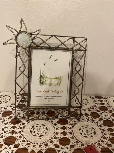 Vintage Sunburst Sun Bronze 5x7โ Photo Frame Island Creek Trading Celestial Y2K - Picture 4 of 15