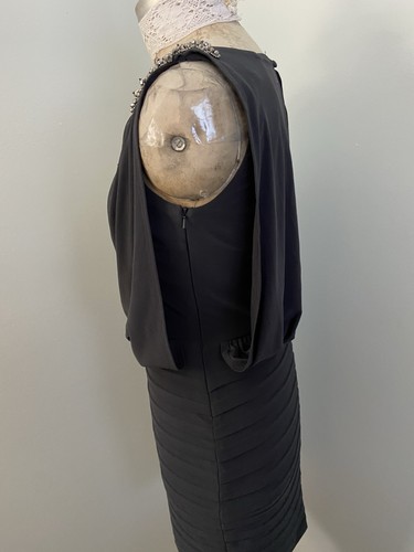 VTG Y2K Cache Black Knit Dress SZ 0 Sheath Beaded Cocktail Goth Whimsigoth - Picture 4 of 10