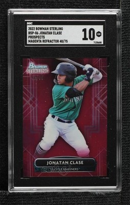 2022 Bowman Sterling Prospects Magenta Refractor 40/75 Jonatan Clase SGC 10 16rf