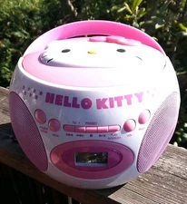 Hello Kitty Boom Box AM/FM Radio CD Aux Player 2014 Sanrio Tested Read Desc.