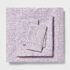 Queen Printed Microfiber Sheet Set Light Purple Daisy: Polyester