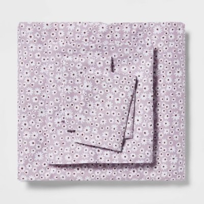 King Printed Microfiber Sheet Set Light Purple Daisy: Polyester