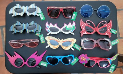 LOT OF 12 PARTY SUNGLASSES - Festival Concert Bridal Dance Costume Glasses, NEW