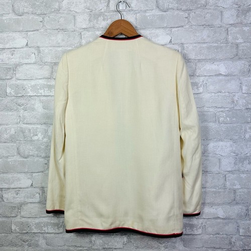 Vintage Christian Dior Leinenmischung Sakko Gr. 6 Creme Schwarz Rot Klassischer Blazer - Bild 8 von 15