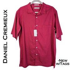 Daniel Cremieux Signature Button Down Shirt Medium Red Maroon Short Sleeve NEW