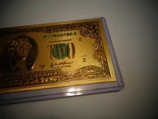 GOLD PLATED 2 DOLLAR USA  NOTE-GREEN SEAL-EACH IN RIGID PVC BILL HOLDER,NEW ITEM