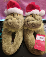 GRINCH with Red Santa Hat Christmas Slippers Size 11/12 Dr. Seuss NEW 