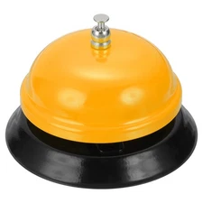 Desk Service Call Bell, 3.35" Metal Dinner Hotel Service Bell Ring, Yellow
