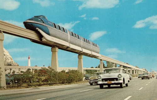 Postcard Disneyland Hotel Magic Kingdom Monorail c1960 California Walt Disney