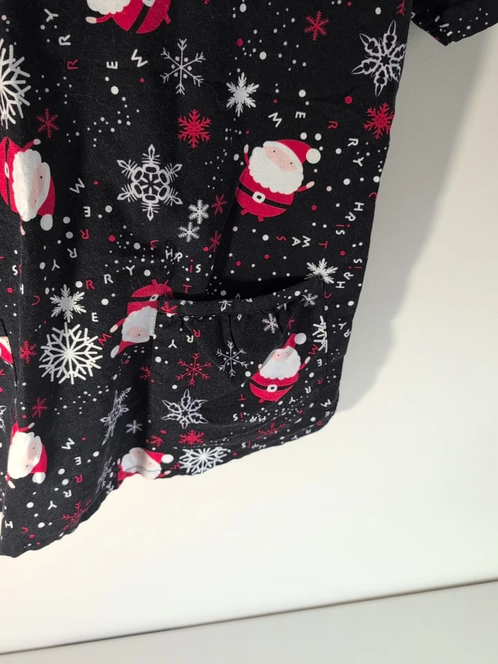 Sanibel Scrubs Santa Christmas Scrub Top Size M Women's - Image 2 of 4