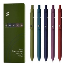 Gel Pens, 5 Pcs 0.5Mm Black Ink Pens Fine Point Smooth Writing Pens with Silicon