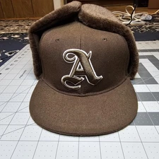 Mens Flat Bill Trapper Hat With Faux Fur Lined Fold Down Ears Brown