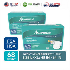 Assurance Unisex Stretch Briefs with Tabs, L/XL, 68 Count