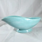 McCoy Pottery Harmony Line Turquoise Aqua Blue Pedestal Planter Boat Bowl