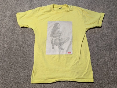 Chemise Supreme homme moyen jaune fluo Digi Girl SS17 logo bloc numérique