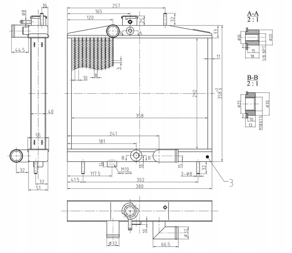 racing radiator turboworks for honda civic ek 1996-2000 k20 swap M-5582 - Image 3 of 3