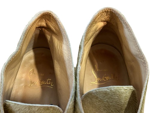 CHRISTIAN LOUBOUTIN Tan Beige Pony Hair Chukka Lace Boot Shoe 37 1/2 - Picture 10 of 13