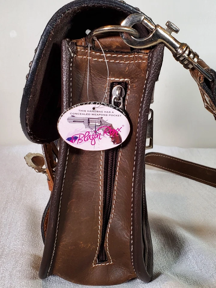 Bolso Cartera Blazin RoXX Cora Tostado Tooled Oculto Sillín N7514208 Nuevo Foto 4 de 4