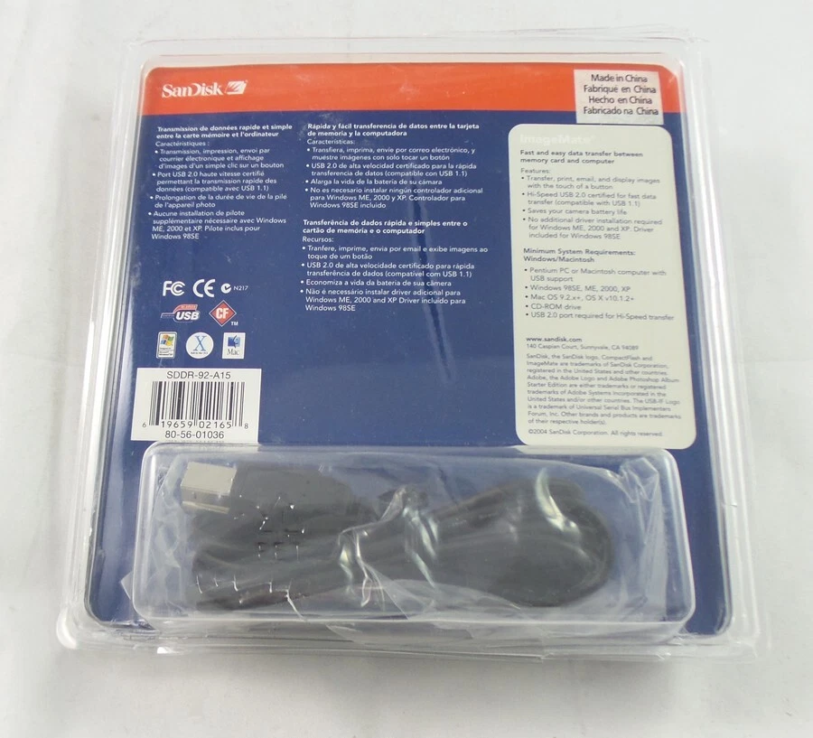 SanDisk CF Type I/II ImageMate USB 2.0 CompactFlash Reader/Writer (SDDR-92-A15) - Image 4 of 4