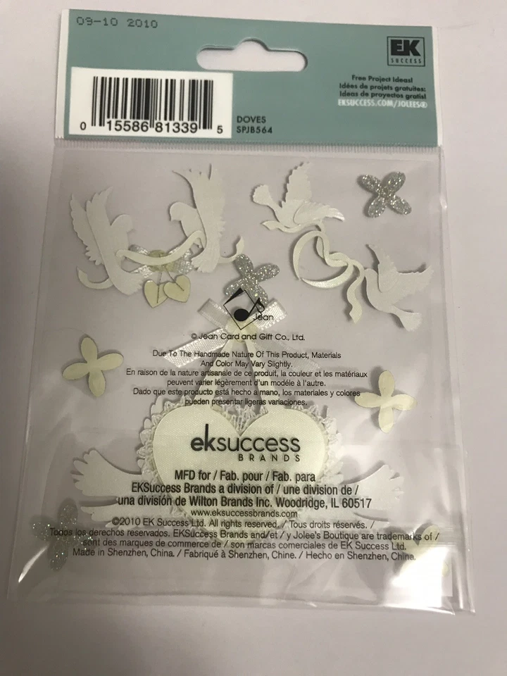 Jolees WHITE DOVES Boutique Stickers WEDDING LOVE Marriage Dove Release Heart 3d - Image 4 of 4